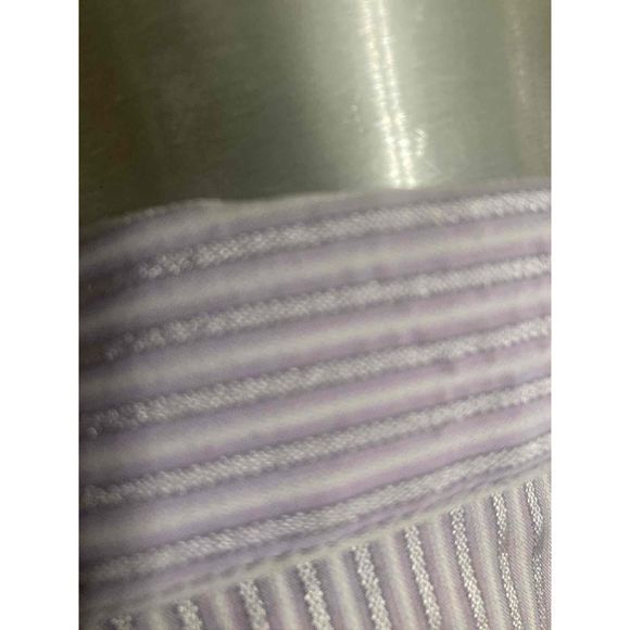X-teen’s Shirt Women Sz M Purple Button Up Short Cap Sleeve Pin Stripe Nice Cut - Picture 4 of 12